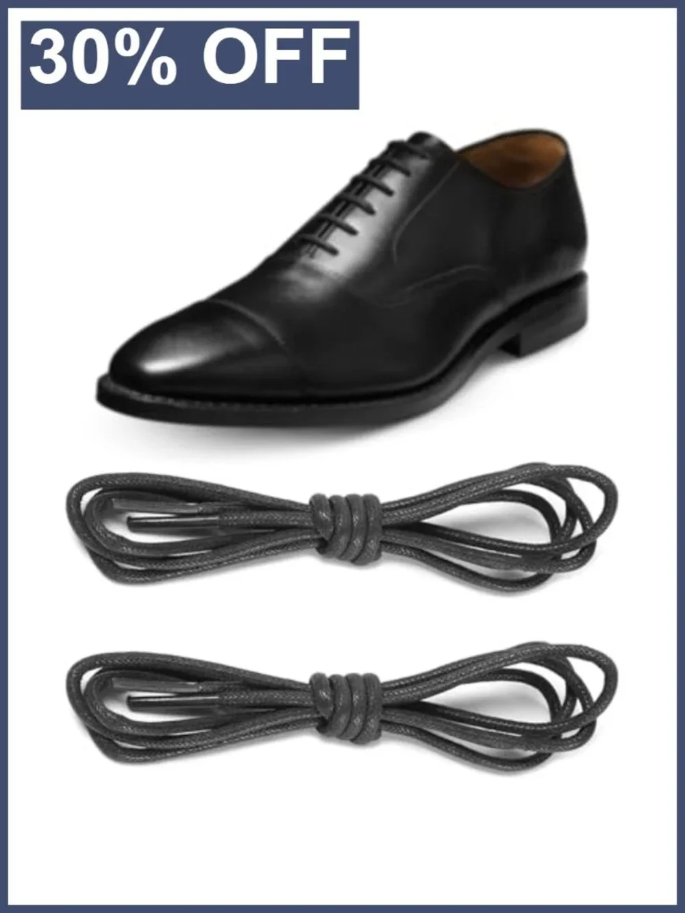 Waxed Cotton 2mm Round Dress Shoe Laces for Oxfords Derbys 36in